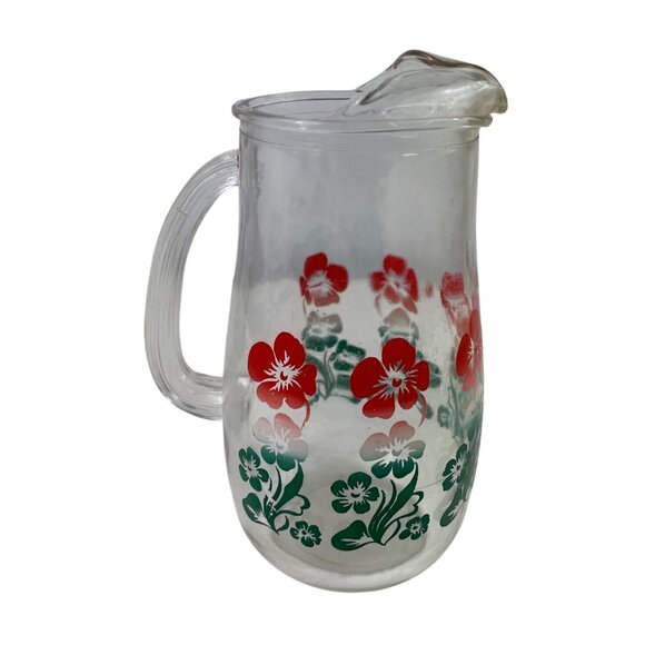 Vintage Glass Pitcher With Floral Pattern - Picture 6 of 11